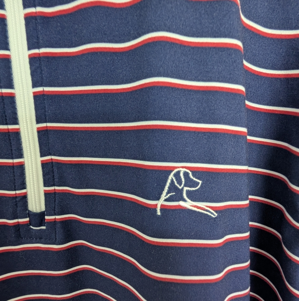 Rhoback Quarter Zip Patriotic Long Sleeve Polo Golf Shirt Men's Size Medium - Picture 2 of 9